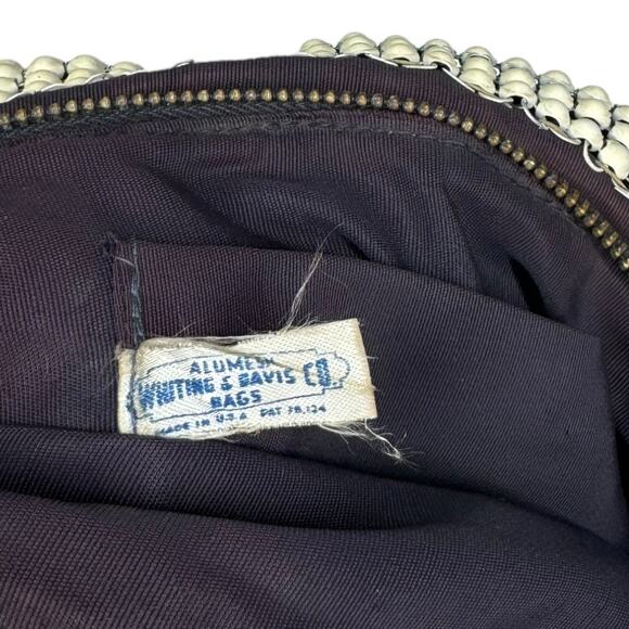 Vintage 40's Whiting & Davis Alumesh Handbag Purse Cream Beaded Evening Bag - Picture 12 of 13
